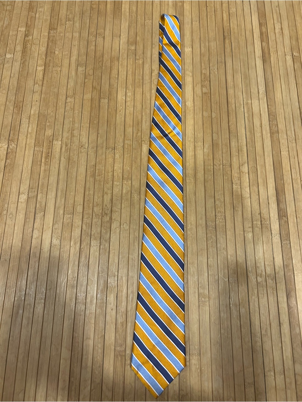 Tommy Hilfiger Men’s Preppy 100% Silk Orange & Blue Striped Tie